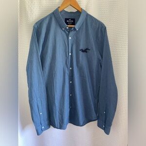 2/40$ HOLLISTER epic flex stretch buttoned blue shirt size Large